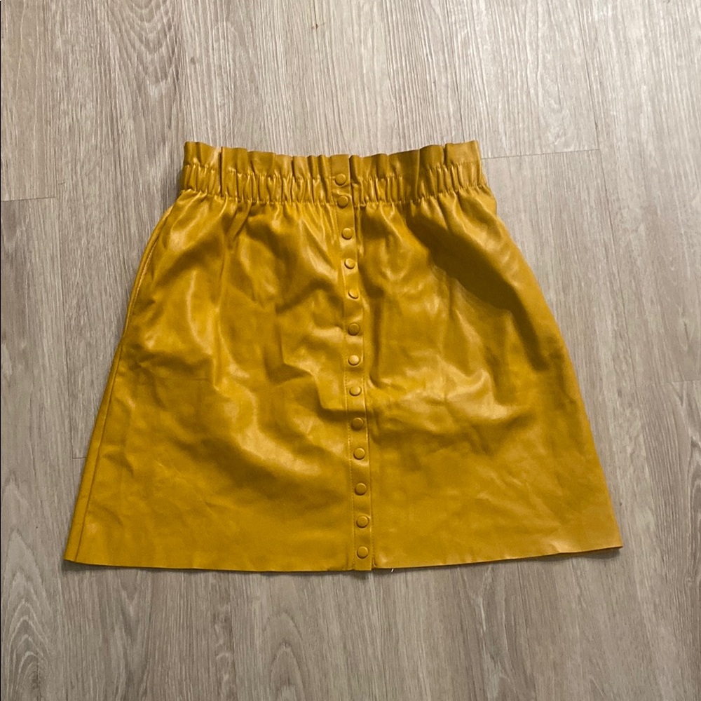 Zara Yellow Ruched A-Line Mini Skirt
